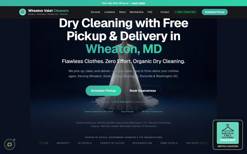 Wheaton Valet Cleaners dry cleaning pickup and delivery website